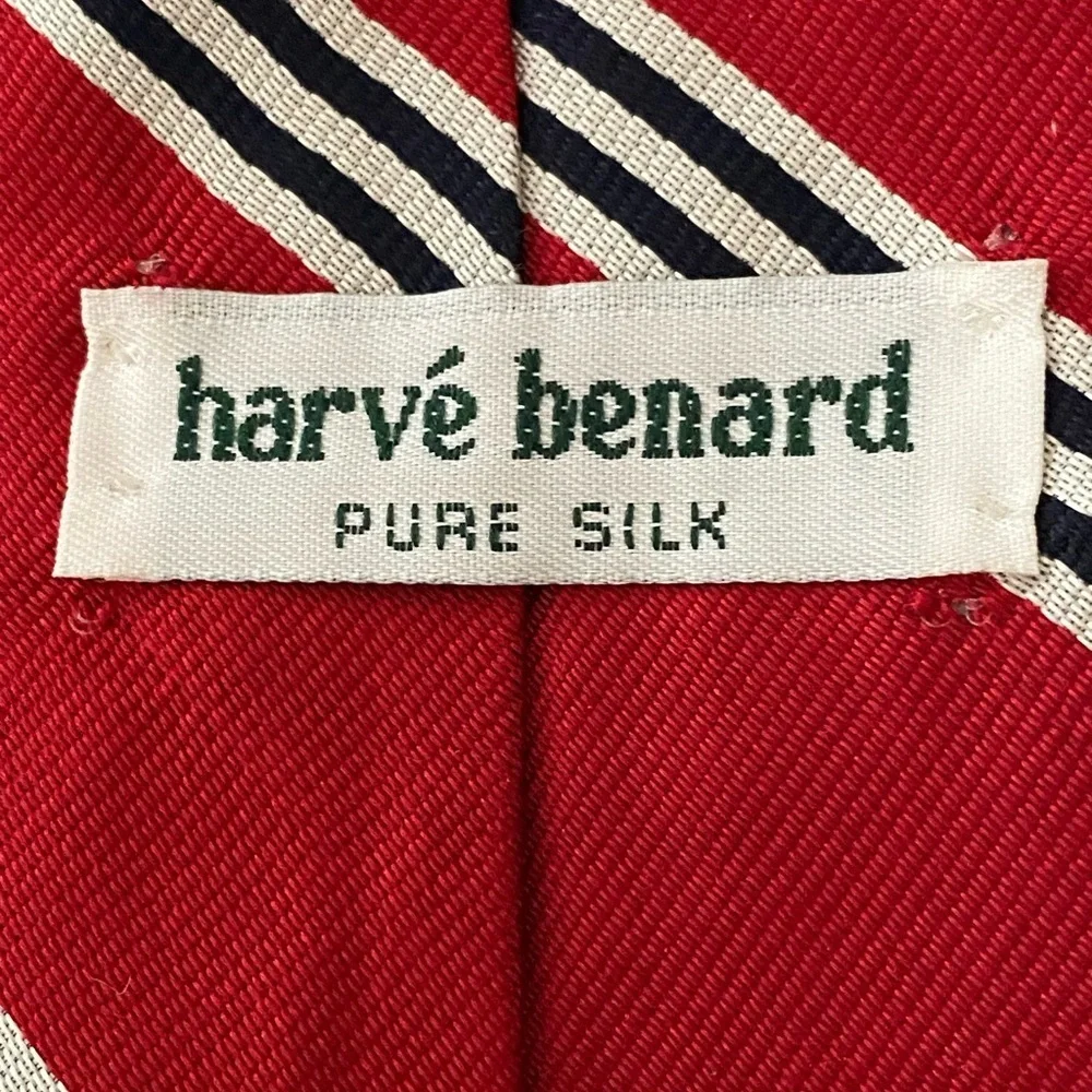 Harvé Benard Red Striped Silk Tie Classic Preppy Business Formal